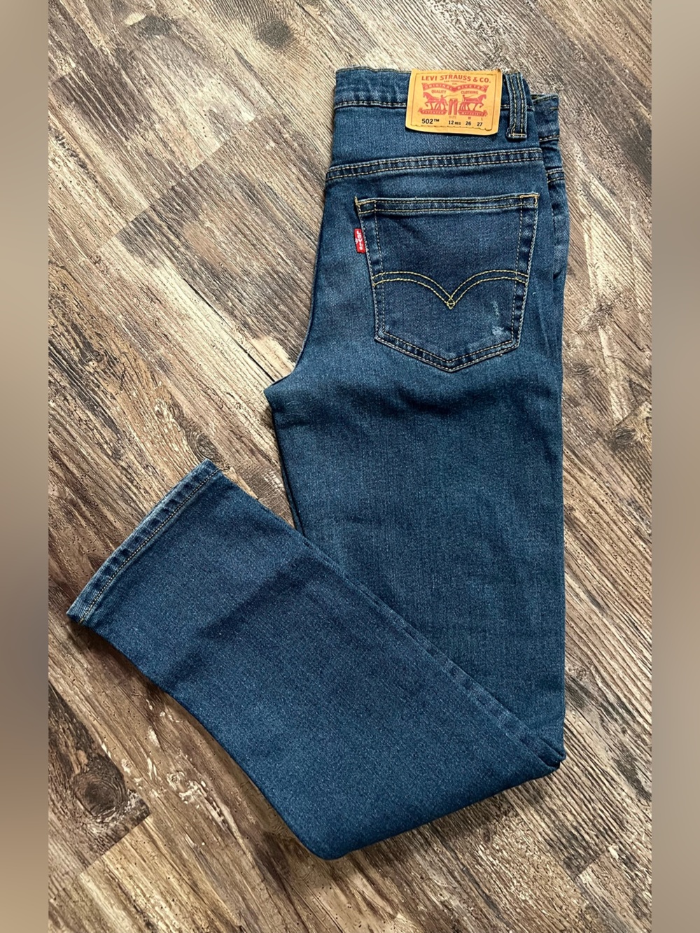 Levi's 502 Regular Taper Boy Jeans - Distressed Dark Blue